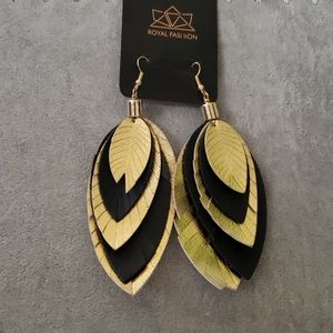 Blue and Gold Feathered earrings